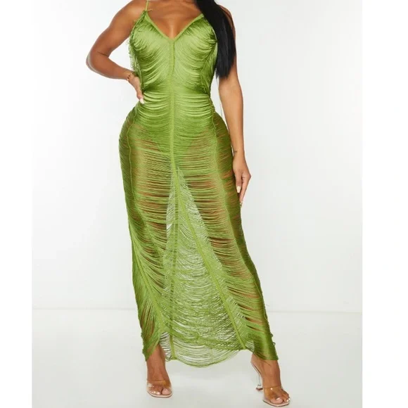 PrettyLittleThing | Swim | Shape Olive Fringe Detail Midaxi Dress | Poshmark PrettyLittleThing | Swim | Shape Olive Fringe Detail Midaxi Dress | Poshmark